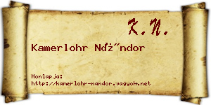 Kamerlohr Nándor névjegykártya