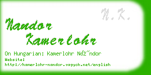 nandor kamerlohr business card